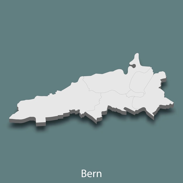 3d isometrische kaart van Bern is een stad van Zwitserland