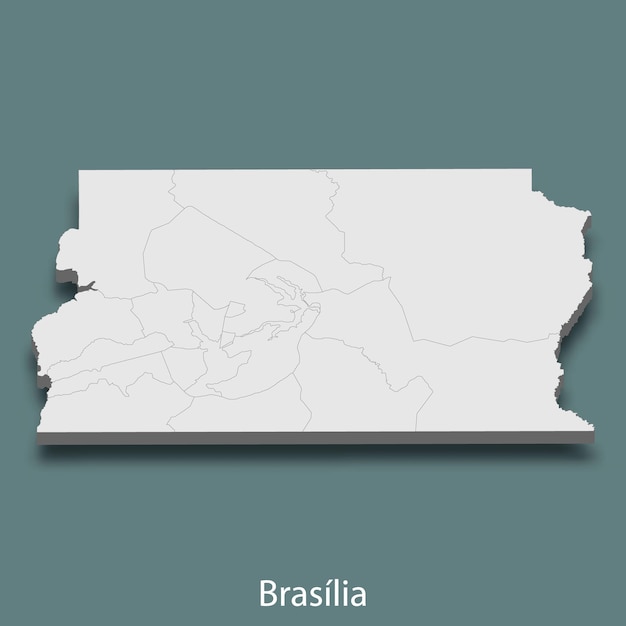 3d isometrische kaart van brasilia is een stad van brazilië