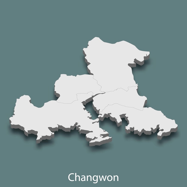 3d isometrische kaart van changwon is een stad van korea