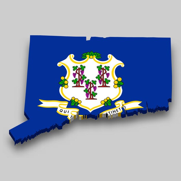 3d isometrische kaart van Connecticut is een staat van de Verenigde Staten