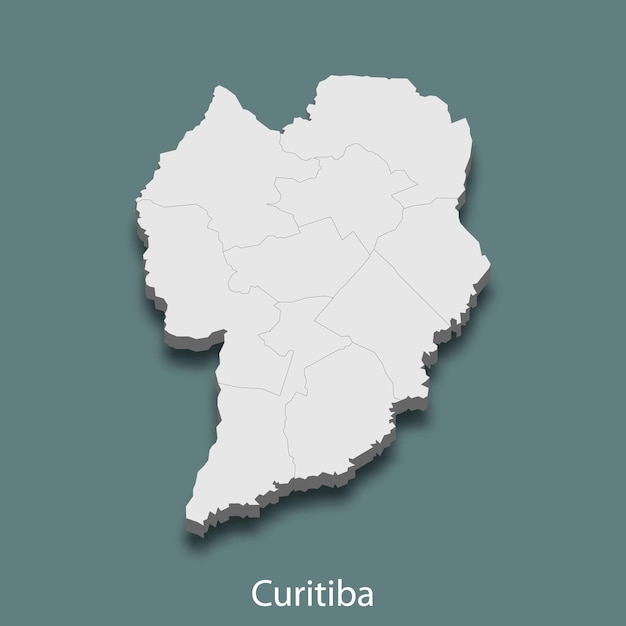 3d isometrische kaart van Curitiba is een stad van Brazilië