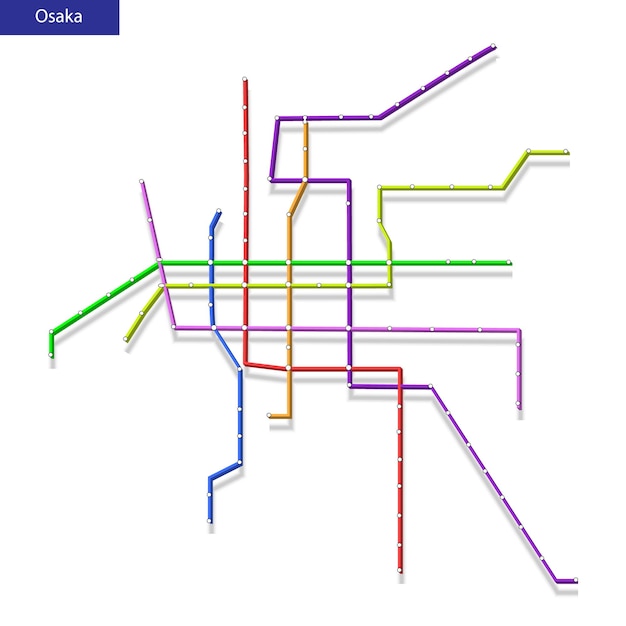 Vector 3d isometrische kaart van de metro van osaka