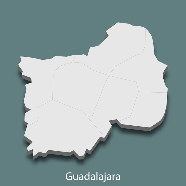 3d isometrische kaart van guadalajara is een stad van mexico