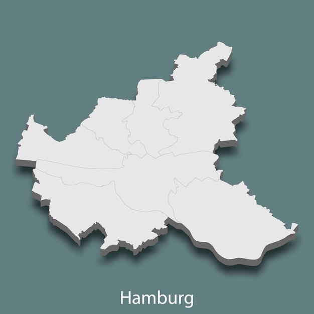 3d isometrische kaart van Hamburg is een stad van Duitsland