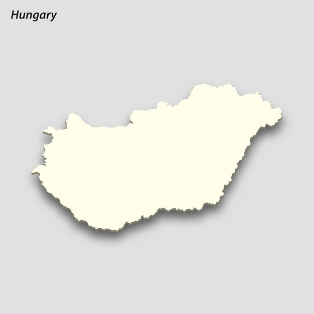 3d isometrische kaart van Hongarije geïsoleerd met schaduw