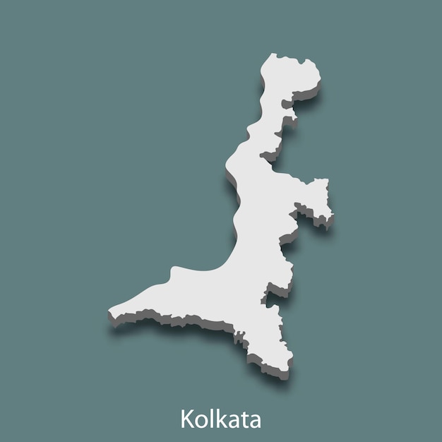 3d isometrische kaart van Kolkata is een stad van India