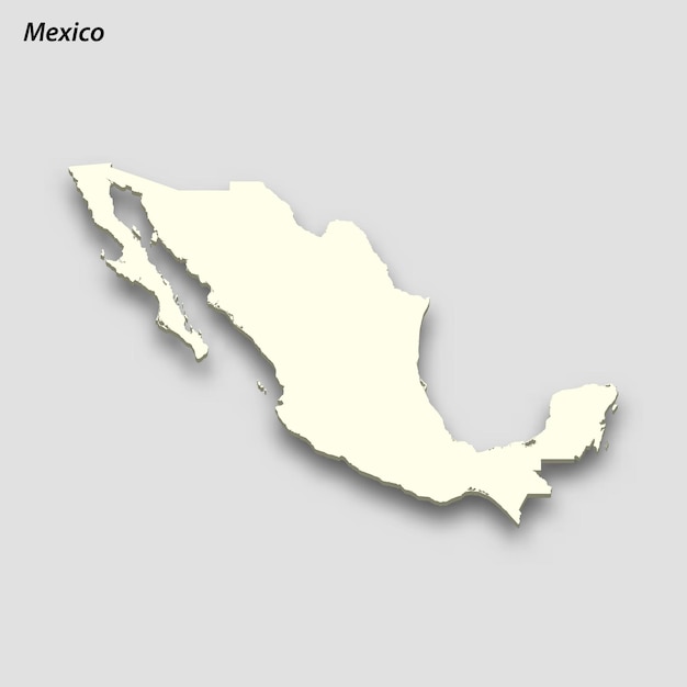 3d isometrische kaart van Mexico geïsoleerd met schaduw