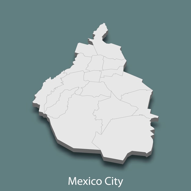 3d isometrische kaart van mexico-stad is een stad van mexico