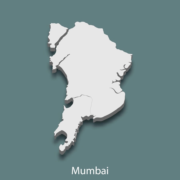3d isometrische kaart van Mumbai is een stad van India