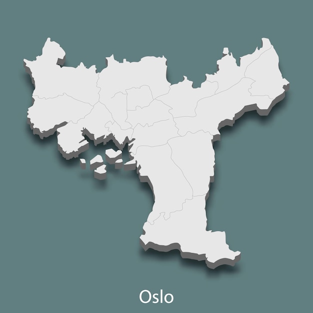 3d isometrische kaart van Oslo is een stad van Noorwegen