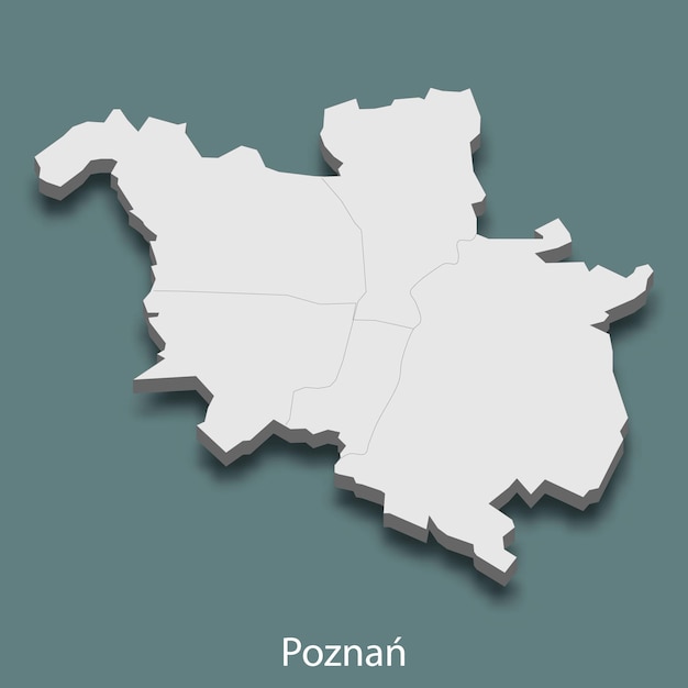 3d isometrische kaart van Poznan is een stad van Polen