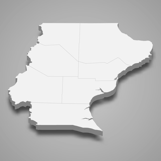 3d isometrische kaart van Santa Cruz is een provincie van Argentinië