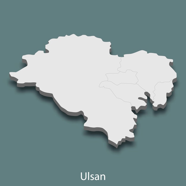 3d isometrische kaart van Ulsan is een stad van Korea
