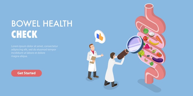 3D Isometrische platte vector conceptuele illustratie van darmgezondheidscontrole