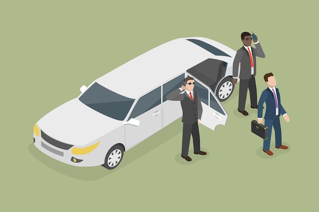 3D isometrische platte vector conceptuele illustratie van lijfwacht