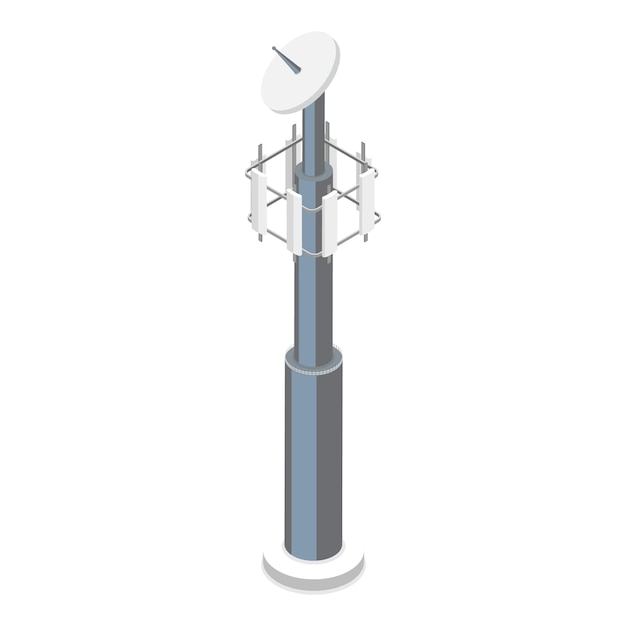 3D Isometrische platte vectorset van telecomtorens die radioconstructies communiceren Item 3