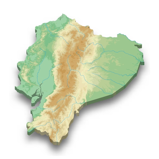 3d isometrische reliëfkaart van ecuador