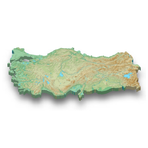 3d isometrische reliëfkaart van turkije