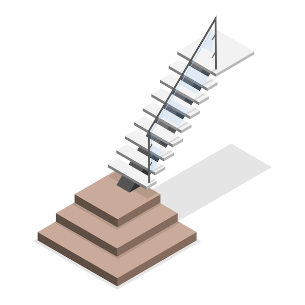 3d-isometrische vlakke vectorverzameling van trappen item 2