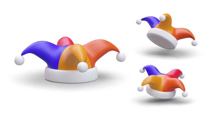 Vector 3d 조스터 모자 세트 파란색 오렌지색과 빨간색 모자와 함께 고립 된 템플릿