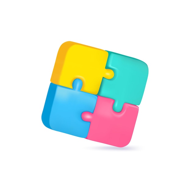 3D jigsaw puzzle pieces on pink background Problemsolving business conceptVector illustration