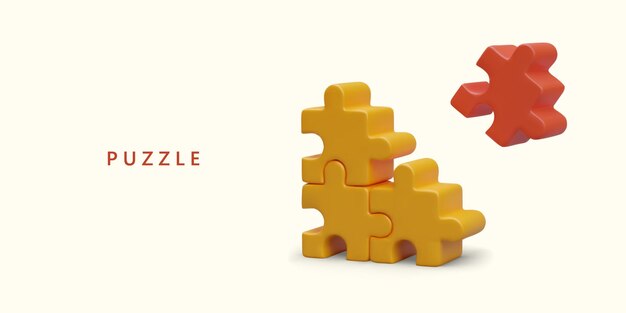 Vector 3d jigsaw puzzle search for necessary solution formation of team