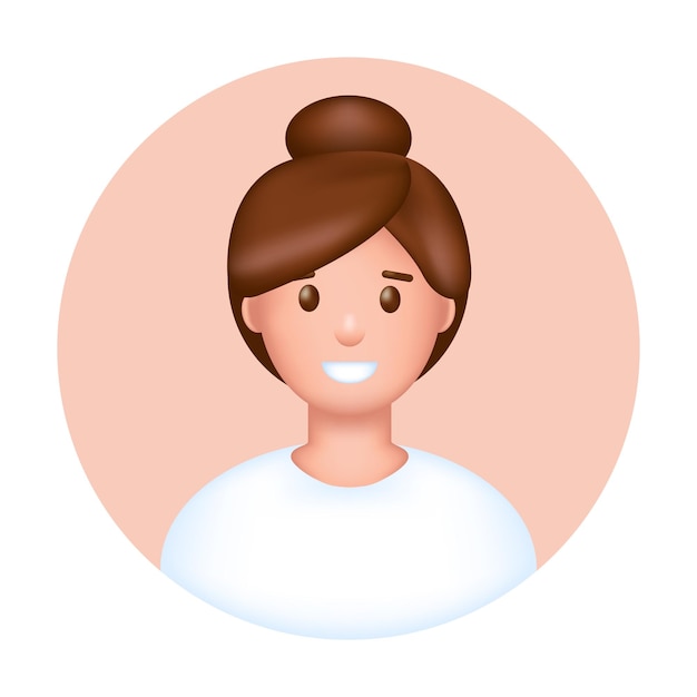 3d jonge vrouw avatar Gelukkig lachend gezicht icon