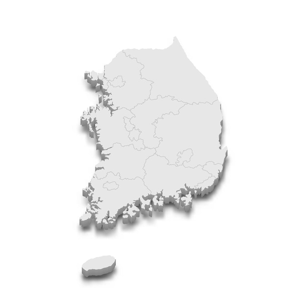 Vector 3d-kaart met randen van regio's