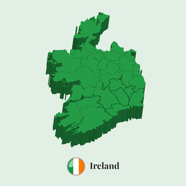 3D-kaart van ierland Vectorillustratie Stock Foto's Ontwerpen