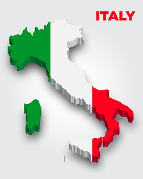 3D-kaart van Italië met vlag