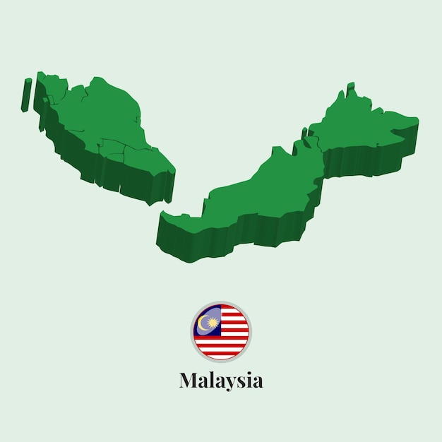 3D-kaart van Maleisië Vectorillustratie Stock Foto's Ontwerpen
