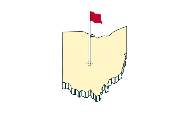 3D-kaart van Ohio geïsoleerd op een witte achtergrond. silhouet of grenzen van de staat van de V.S.