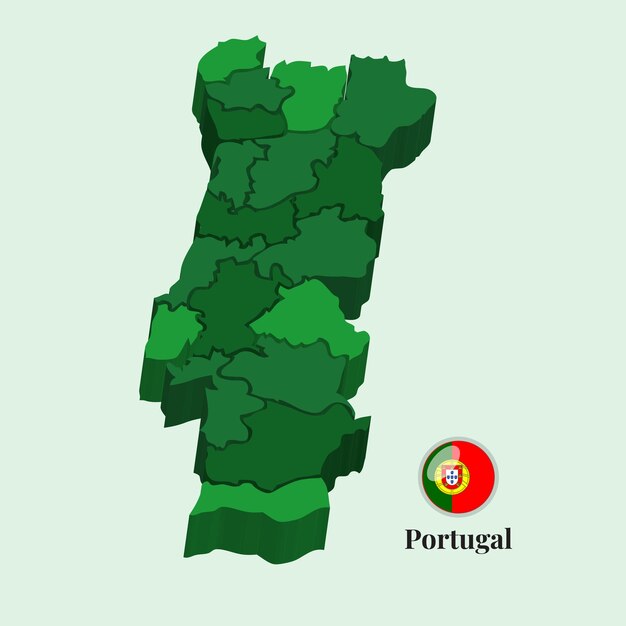 Vector 3d kaart van portugal vector stock foto's ontwerpen