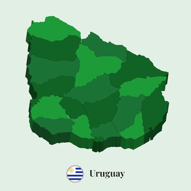 3d-kaart van uruguay vector stock foto's ontwerpen