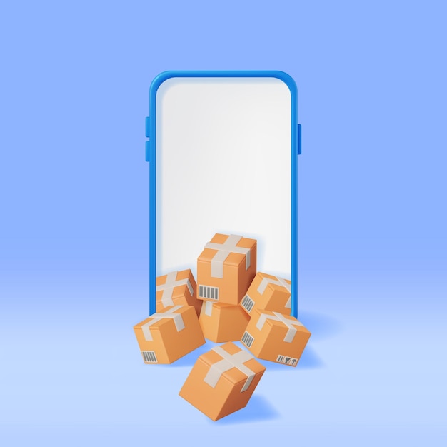 3D-kartonnen verpakking in geïsoleerde smartphone