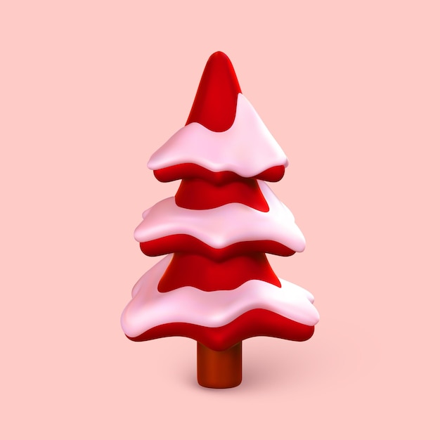 3d-kerstboom in cartoon-stijl xmas of nieuwjaars decoratief element vectorillustratie