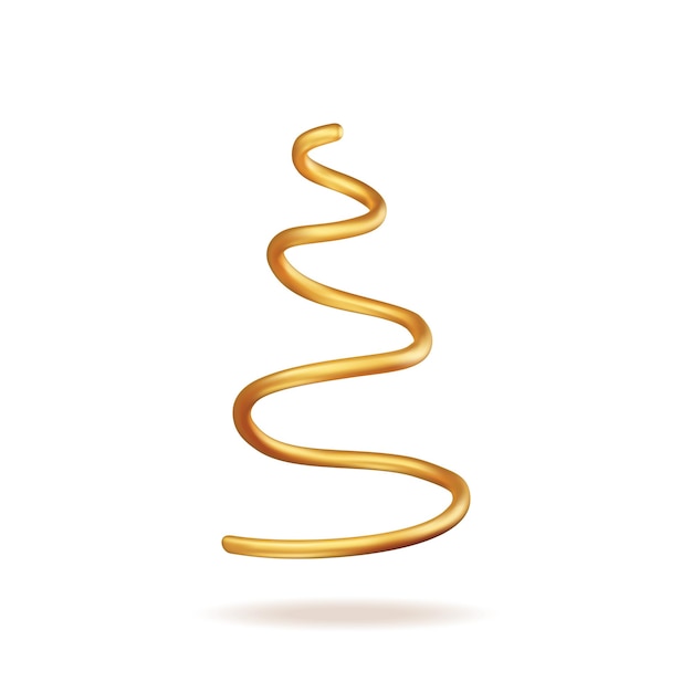 3D Kerstboom van Goud Spiraal Geïsoleerde Render Golden Helix Vuren Boom Icoon Wenskaart Feestelijke Poster Partij Uitnodigingen Element Kerstmis en Nieuwjaar Cartoon Vector illustratie