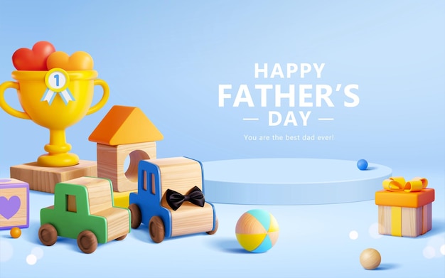 Vector 3d kid toy theme fathers day card