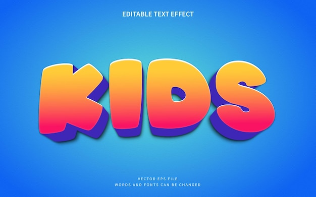 3d kids cartoon text style effect