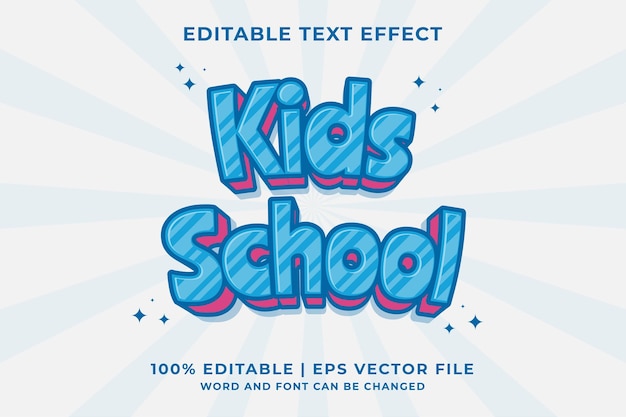 3d kids school cartoon bewerkbaar teksteffect premium vector