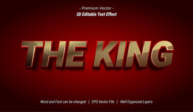 3D The King 편집 가능한 텍스트 효과