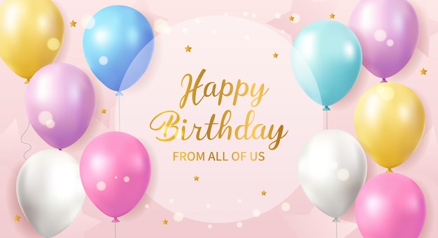 3d kleurrijke ballon gelukkige verjaardag banner verjaardag poster verjaardag kaart