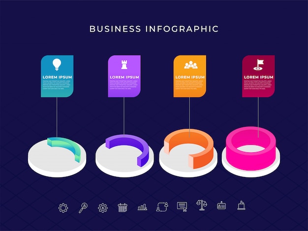3D Kleurrijke Halft cirkel bedrijfsinfographic om element te omcirkelen