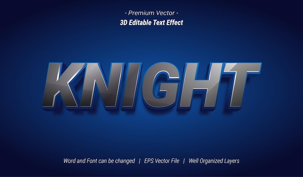 Редактируемый текстовый эффект 3d knight