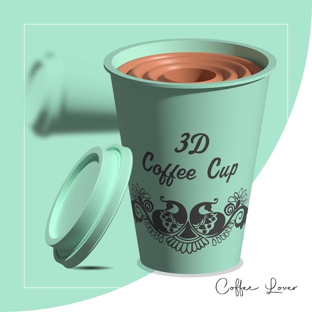 Vector 3d koffie papieren beker