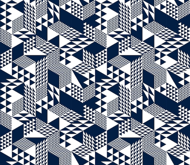 3D kubussen naadloze patroon vector achtergrond, ruit en driehoeken dimensionale blokken, architectuur en constructie, geometrisch ontwerp.