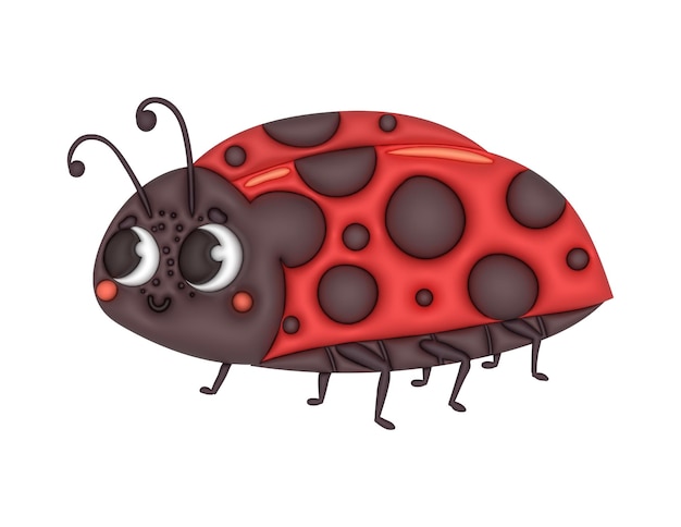 3d lady bug illustration vector design