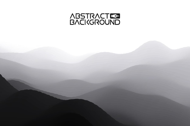 3D пейзаж Абстрактный серый фон Градиентный вектор IllustrationComputer Art Design Template Пейзаж с горными вершинами