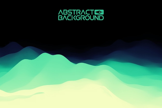 3D風景背景緑から青グラデーション抽象的なベクトルイラストコンピューターアートデザインテンプレート山頂のある風景