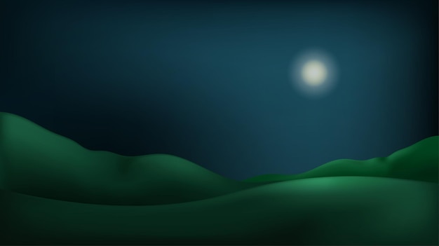 3d landscape hills and mountain night scene